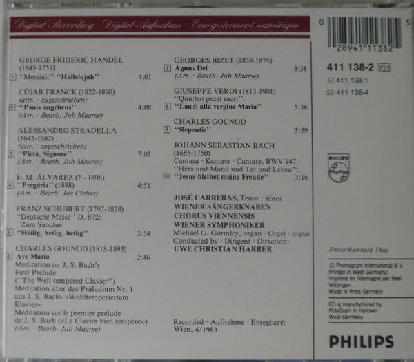 Various - José Carreras, Vienna Boys' Choir*, Wiener Symphoniker, Uwe Christian Harrer : Ave Maria / Panis Angelicus / Agnus Dei / Hallelujah / Jesu, Joy Of Man's Desiring / Jesus Bleibet Meine Freude (CD, Album)