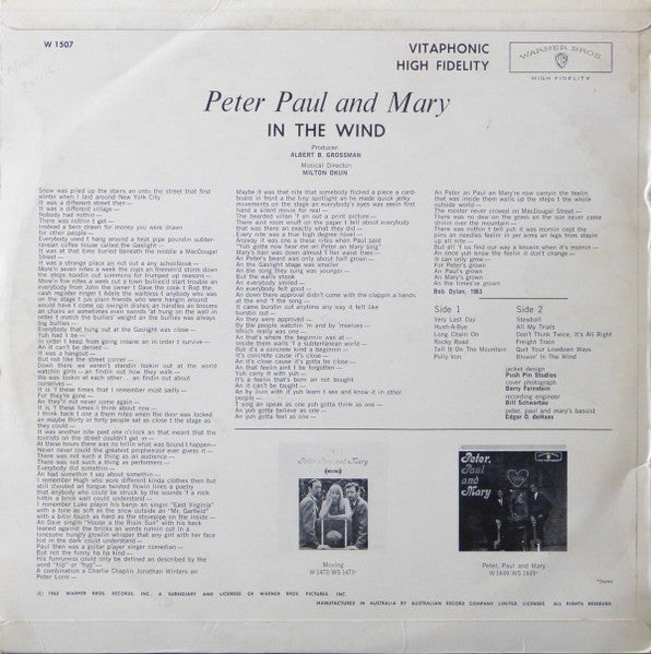 Peter, Paul And Mary* : In The Wind (LP, Album, Mono)
