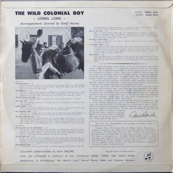 Lionel Long : The Wild Colonial Boy (LP, Album, Mono, RE)