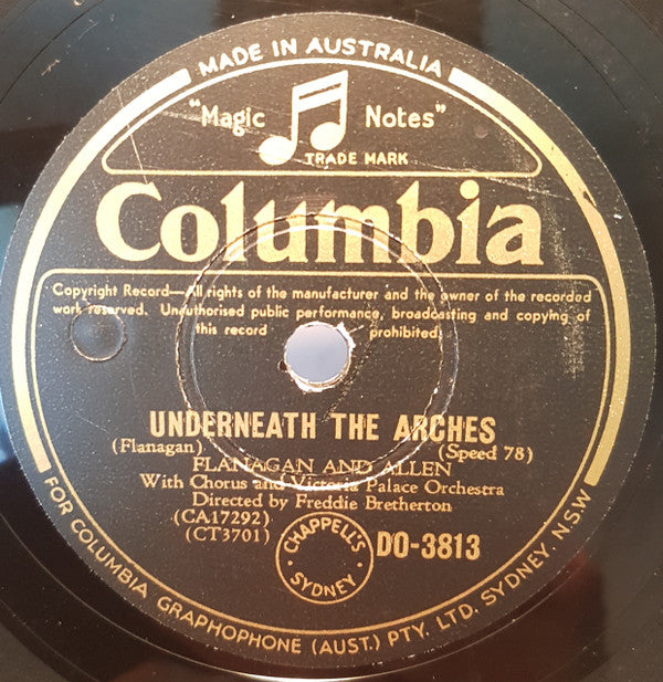 Flanagan And Allen : Underneath The Arches / Free (Shellac, 10", RE)