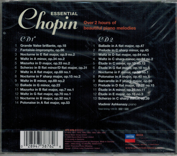 Chopin* : Essential Chopin (Over 2 Hours Of Beautiful Piano Melodies) (2xCD, Comp, RM)