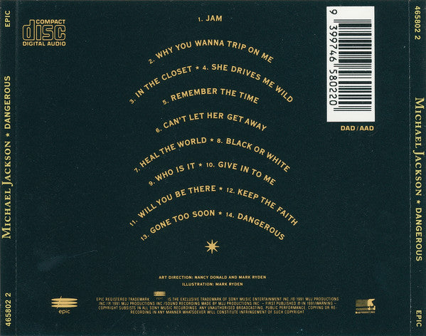Michael Jackson : Dangerous (CD, Album, RE)