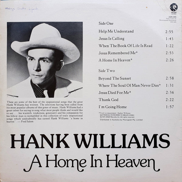 Hank Williams : A Home In Heaven (LP, Comp)