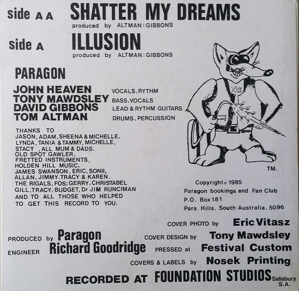 Paragon (41) : Shatter My Dreams / Illusion (7", Single)