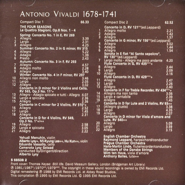 Antonio Vivaldi – Yehudi Menuhin • Hans-Martin Linde : The Four Seasons • Violin Concertos • Flute Concertos (2xCD, Comp, RE, RM)