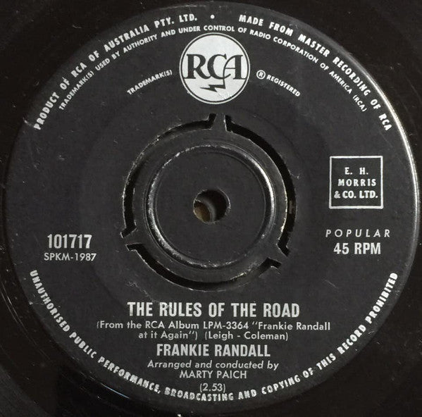 Frankie Randall : The Rules Of The Road (7", Single)