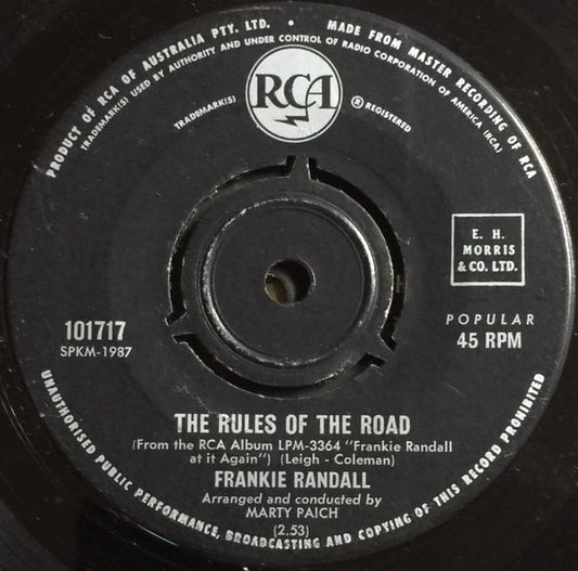 Frankie Randall : The Rules Of The Road (7", Single)