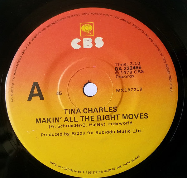 Tina Charles : Makin' All The Right Moves (7", Single)