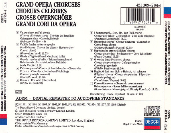 Various : Grand Opera Choruses (CD, Comp)