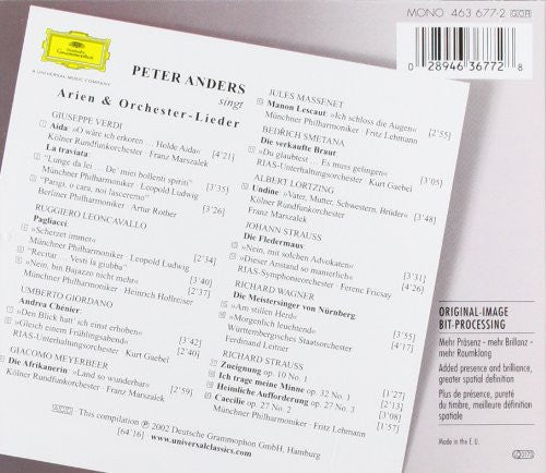 Peter Anders (2) : Opera Arias and Orchestral Songs (CD, Comp, Mono, RM)