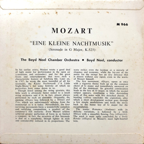 Mozart*, Boyd Neel Chamber Orchestra*, Boyd Neel : Eine Kleine Nachtmusik (7")