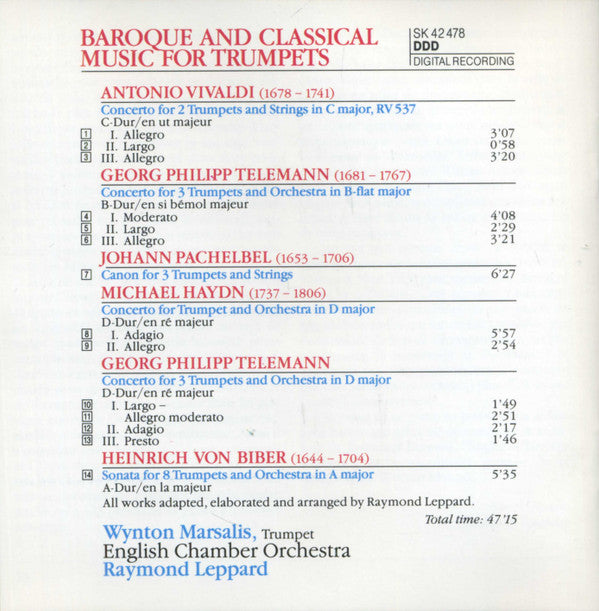 Wynton Marsalis : Baroque Music For Trumpets (CD, Album)