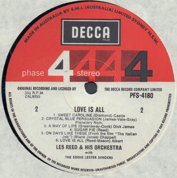 Les Reed And His Orchestra : Love Is All (LP, Album)