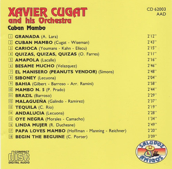 Xavier Cugat And His Orchestra : Cuban Mambo (CD, Comp)