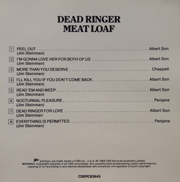 Meat Loaf : Dead Ringer (CD, Album, RE)