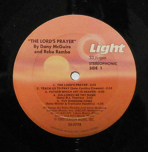 Reba Rambo & Dony McGuire : The Lord's Prayer - Teach Us To Pray (LP, Album)