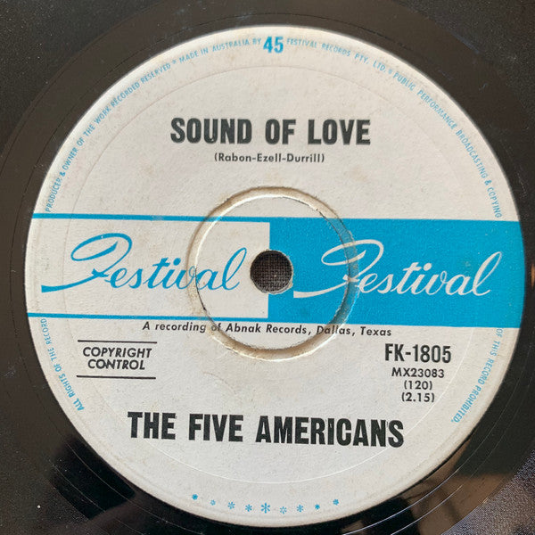 The Five Americans : Sound Of Love (7", Single)