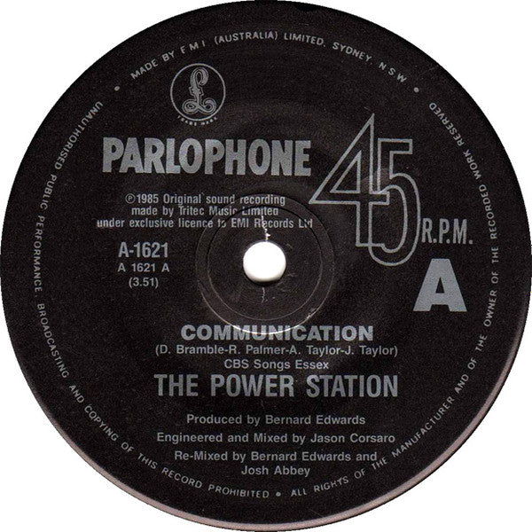 The Power Station : Communication (7", Single)