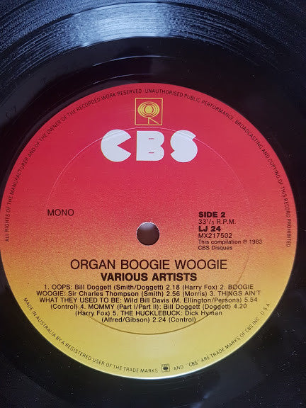 Various : Organ Boogie Woogie (LP, Comp, Mono)