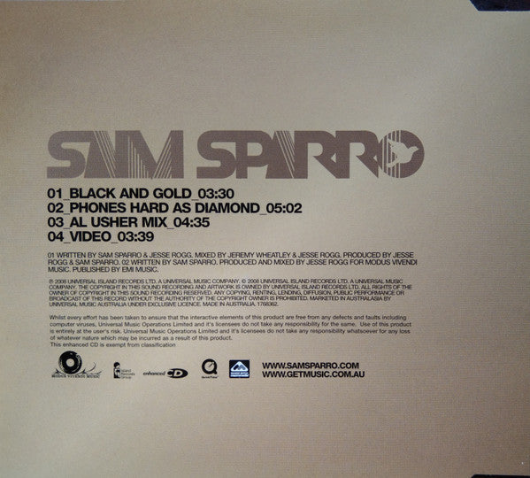 Sam Sparro : Black And Gold (CD, Maxi, Enh)