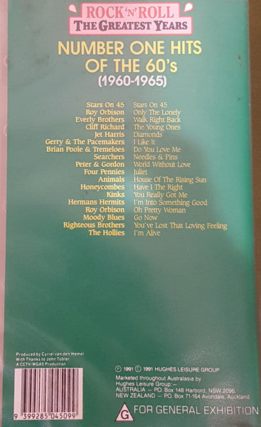 Various : No. 1 Hits Of The 60's (1960-1965) (VHS, Comp)