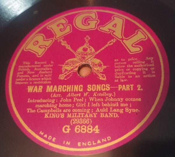 King's Military Band : War Marching Songs (Shellac, 10")