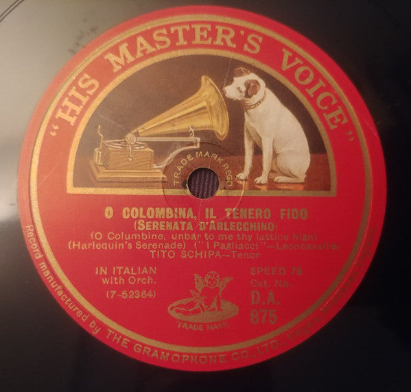 Tito Schipa : O Colombina, Il Tenoro Fido / Chiudo Gli Occhi (The Dream) (Shellac, 10")