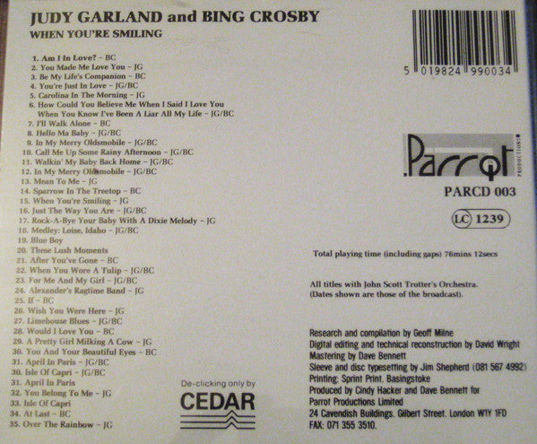 Judy Garland With Bing Crosby : When You're Smiling (CD)