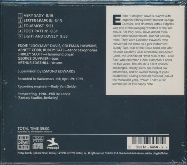 Eddie "Lockjaw" Davis - Buddy Tate - Coleman Hawkins - Arnett Cobb : Very Saxy (CD, Album, RE, RM)