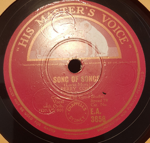 Perry Como : Easter Parade / Song Of Songs (Shellac, 10")