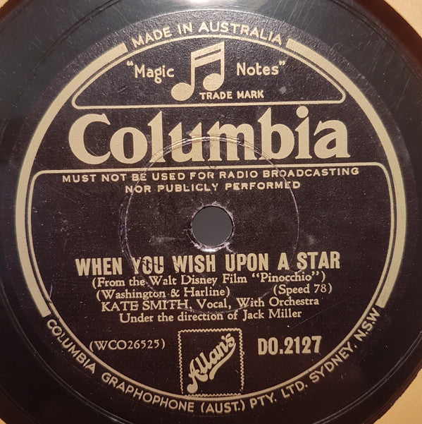 Kate Smith (2) : The Woodpecker Song / When You Wish Upon A Star (Shellac, 10")