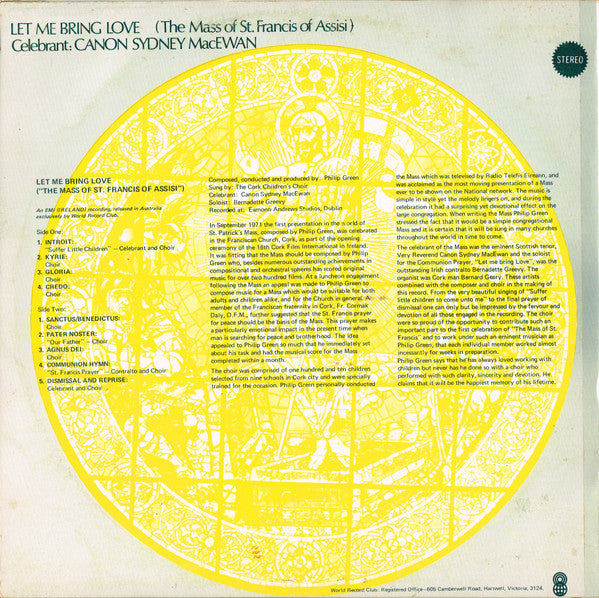 Father Sydney MacEwan : Let Me Bring Love (The Mass Of St. Francis Of Assisi) (LP, Album, Club)
