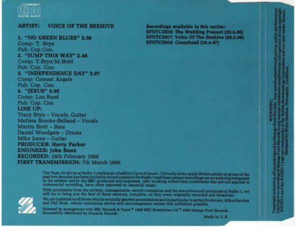 Voice Of The Beehive : The Radio 1 Sessions - The Evening Show (CD, EP)