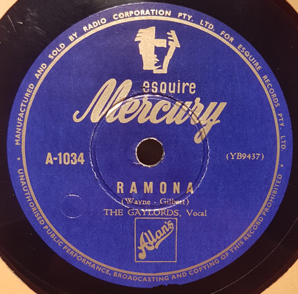 The Gaylords : Spinning A Web / Ramona (Shellac, 10", Mono)
