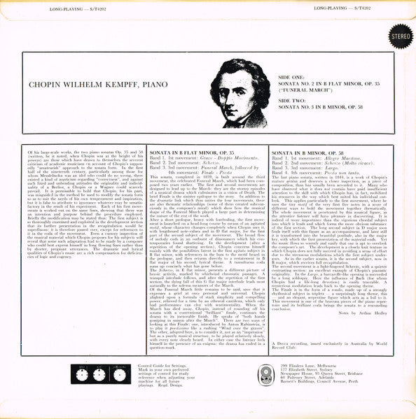 Wilhelm Kempff, Frédéric Chopin : Piano Sonatas (LP, Album, Club)