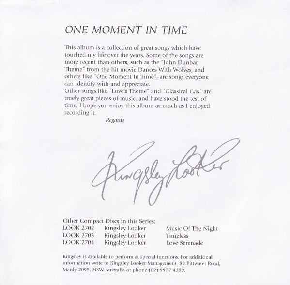 Kingsley Looker : One Moment In Time (CD, Album, RE)