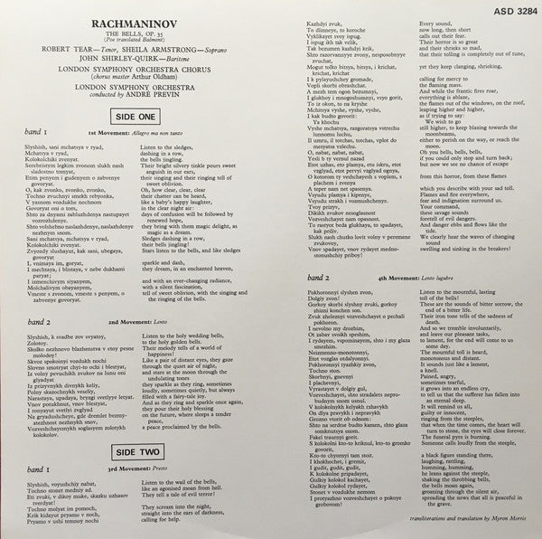 Rachmaninov*, Sheila Armstrong, Robert Tear, John Shirley-Quirk, London Symphony Orchestra, London Symphony Chorus, André Previn : The Bells / Vocalise (LP, Quad, Ori)