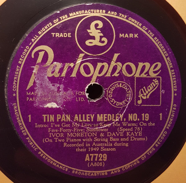 Ivor Moreton And Dave Kaye : Tin Pan Alley Medley, No.19 (Shellac, 10")