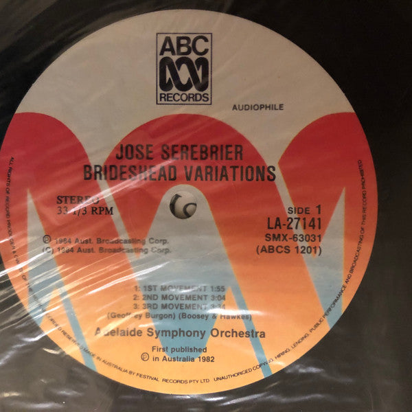 Jose Serebrier, Adelaide Symphony Orchestra, Geoffrey Burgon : Brideshead Variations (LP, Album, RE)
