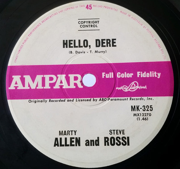 Marty Allen And Steve Rossi (3) : Little Sir Echo / Hello Dere (7", Mono)