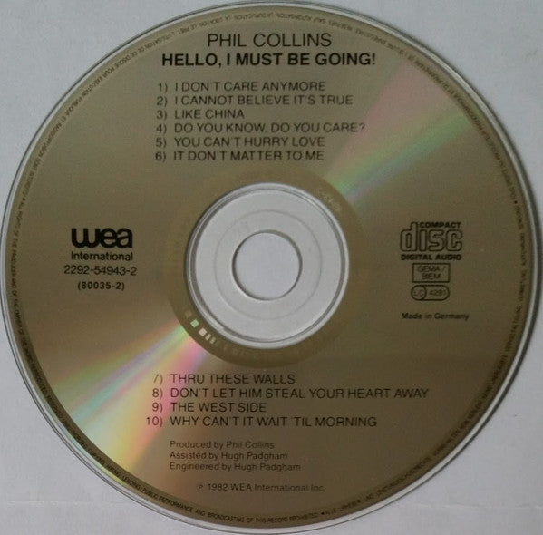 Phil Collins : Hello, I Must Be Going! (CD, Album, RE)