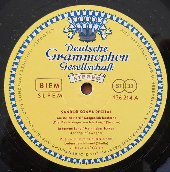 Sándor Kónya : Sándor Kónya Singt Opernarien / Sandor Konya Recital (LP)