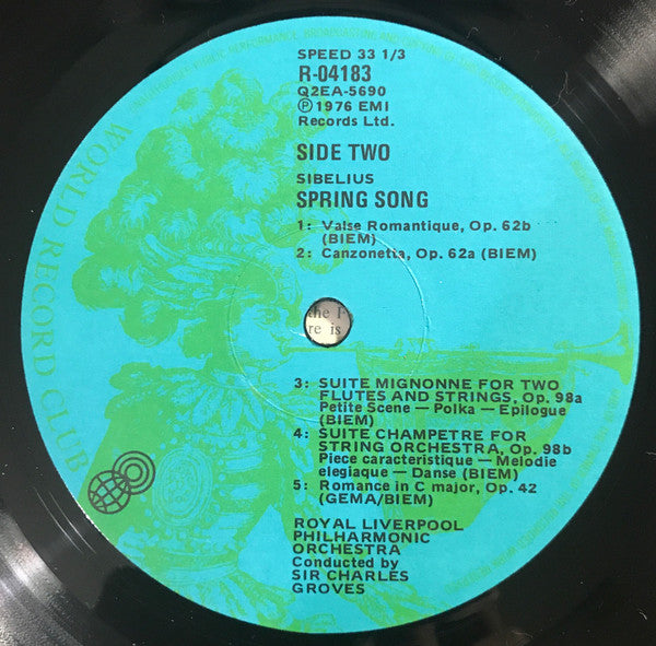 Jean Sibelius : The Lighter Sibelius - 'Spring Song' (LP, Album, Quad, Club)