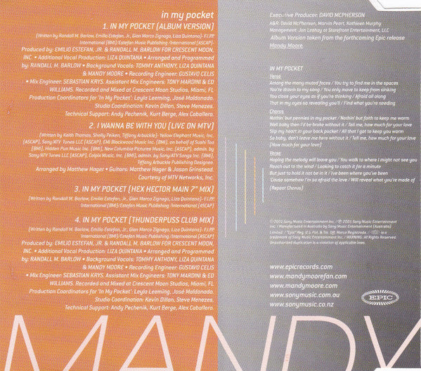 Mandy Moore : In My Pocket (CD, Single)