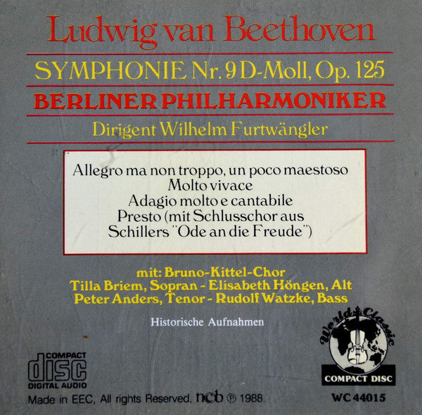 Ludwig van Beethoven : Symphonie N°9 D-Moll, Op. 125 (CD)