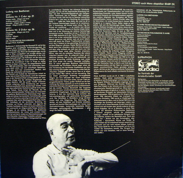 Beethoven* : Tschechische Philharmonie*, Paul Kletzki : 1. Und 2. Sinfonie (LP, RE)