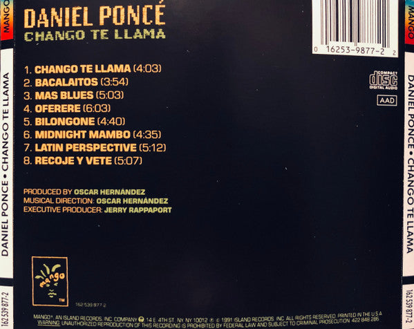 Daniel Poncé* : Chango Te Llama (CD, Album)