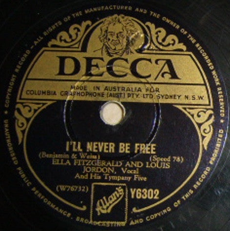 Louis Armstrong, Ella Fitzgerald, Louis Jordan : Dream A Little Dream Of Me / I'll Never Be Free (Shellac, 10")