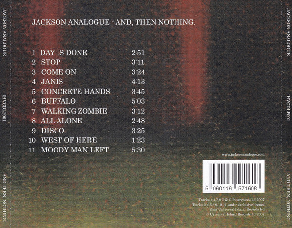 Jackson Analogue : And Then, Nothing (CD, Album)