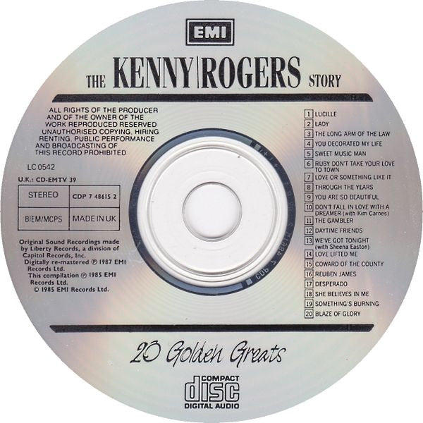 Kenny Rogers : The Kenny Rogers Story 20 Golden Greats (CD, Comp, RM)
